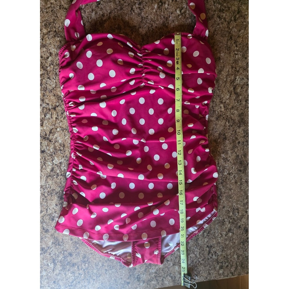 Esther Williams Vintage Inspired Retro Swimsuit - sz 14 red polka dot plus sized - Picture 5 of 11